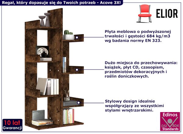 Otwarty regał minimalistyczny przydymiony dąb M6-N00
