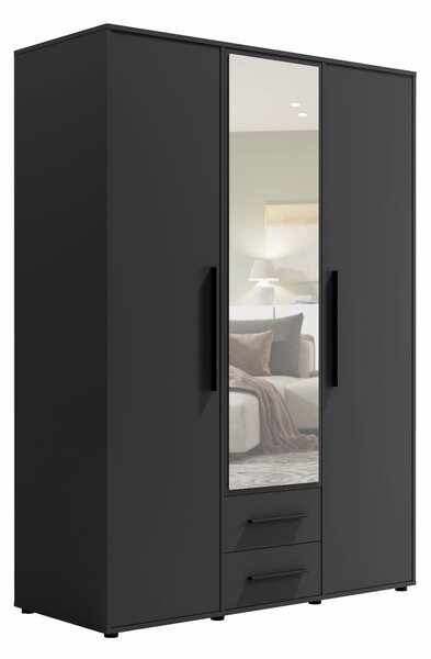 Szafa z lustrem SZ3D2SZ MAXIONE czarny mat