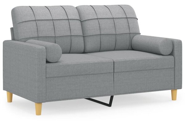 Sofa 2-osobowa z poduszkami, jasnoszara, 120 cm, tkanina