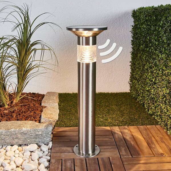 Słupek oświetleniowy LED Lindby Jalisa, 54 cm, solarny, czujnik Jalisa, aluminiowy / szary / cynkowy, stal szlachetna, nowoczesny