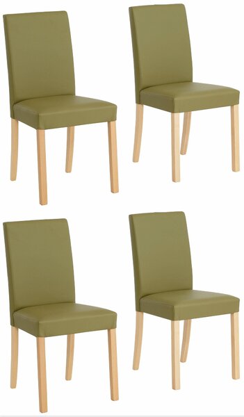 Klasyczne bukowe krzesła w kolorze oliwkowym - 4 sztuki
