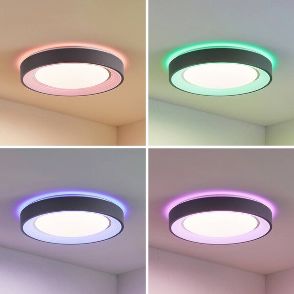 Lampa sufitowa LED Lindum Lindby, możliwość ściemniania, aluminiowy / szary / cynkowy, salon / jadalnia, metal, nowoczesny