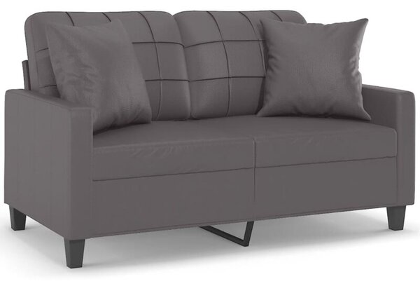 Sofa 2-osobowa z poduszkami, szara, 120 cm, sztuczna skÃ³ra