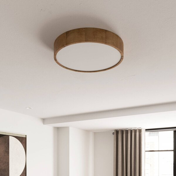 Lampa sufitowa Kerio Envostar, możliwość ściemniania, salon / jadalnia, drewno, nowoczesny