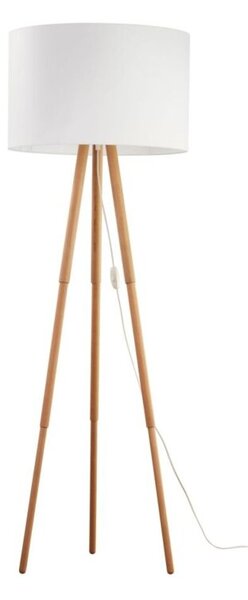 Lampa podłogowa TK Lighting TOKYO 5287 czarna/drewno/biała, abażur tkaninowy, E27, 148 cm, włącznik na przewodzie IP20