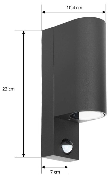 Prios kinkiet zewnętrzny Tetje, czarny, okrągły, czujnik Tetje PRIOS, możliwość ściemniania, czarny, aluminium, nowoczesny