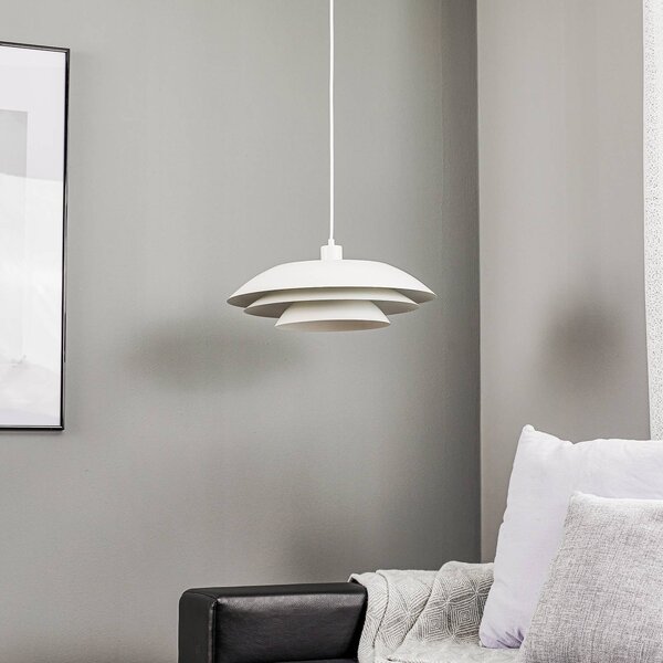 Dyberg Larsen Lampa wisząca DL45, możliwość ściemniania, biały / opal, salon / jadalnia, metal, skandynawski