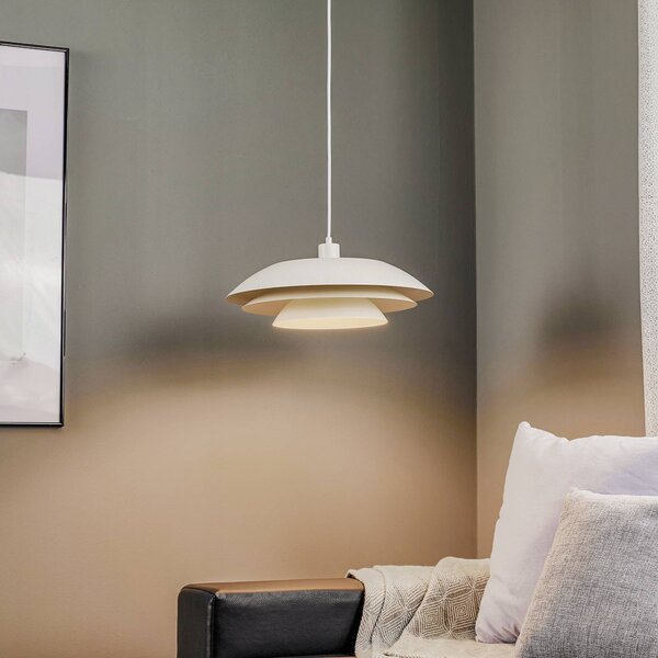 Dyberg Larsen Lampa wisząca DL45, możliwość ściemniania, biały / opal, salon / jadalnia, metal, skandynawski