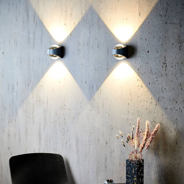 LOOM DESIGN Kinkiet zewnętrzny LED Saga, czarny, aluminium, nowoczesny