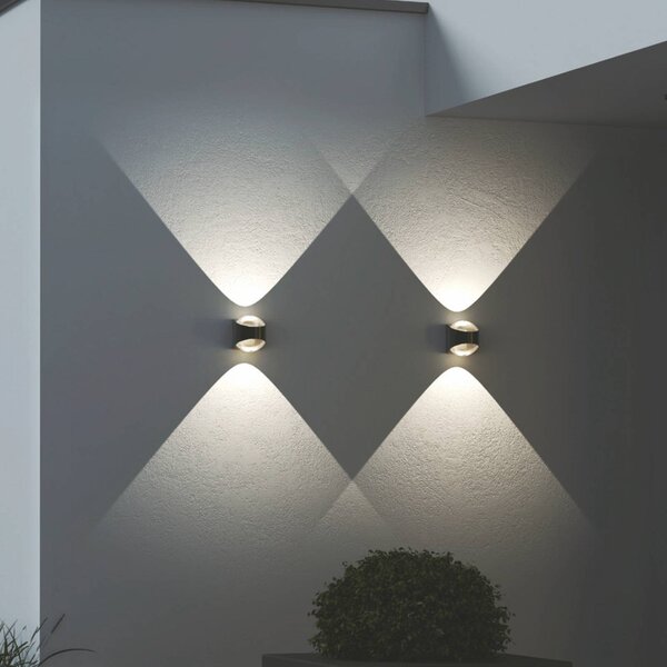 LOOM DESIGN Kinkiet zewnętrzny LED Saga, czarny, aluminium, nowoczesny