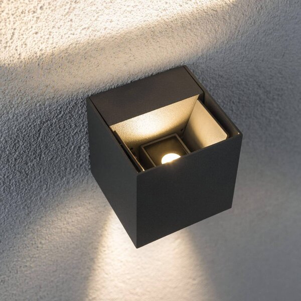 Paulmann Kinkiet zewnętrzny LED Cybo, aluminiowy / szary / cynkowy, aluminium, nowoczesny