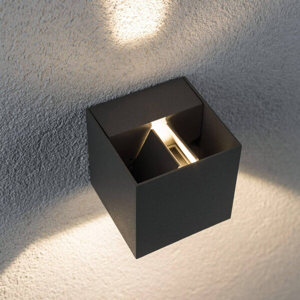 Paulmann Kinkiet zewnętrzny LED Cybo, aluminiowy / szary / cynkowy, aluminium, nowoczesny