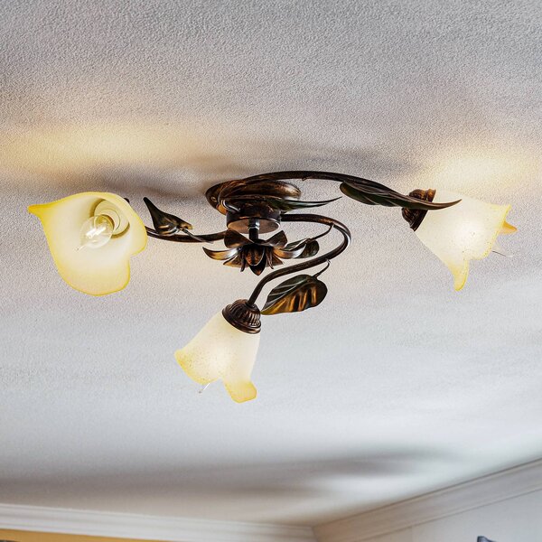 Lampa sufitowa Miranda ONLI, możliwość ściemniania, brązowy / mosiężny, salon / jadalnia, metal, florentyński