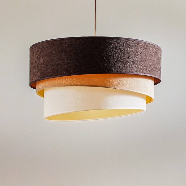 Lampa wisząca Devon Duolla, możliwość ściemniania, brązowy / rdzawy, salon / jadalnia, tkanina / materiał / jedwab, nowoczesny