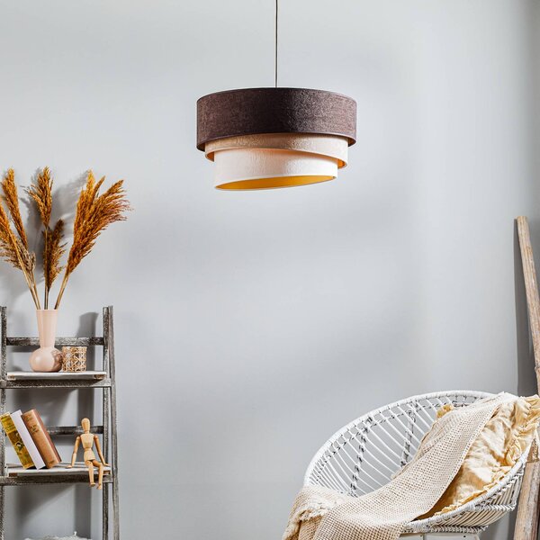 Lampa wisząca Devon Duolla, możliwość ściemniania, brązowy / rdzawy, salon / jadalnia, tkanina / materiał / jedwab, nowoczesny