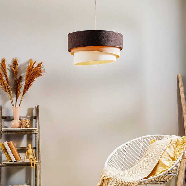 Lampa wisząca Devon Duolla, możliwość ściemniania, brązowy / rdzawy, salon / jadalnia, tkanina / materiał / jedwab, nowoczesny