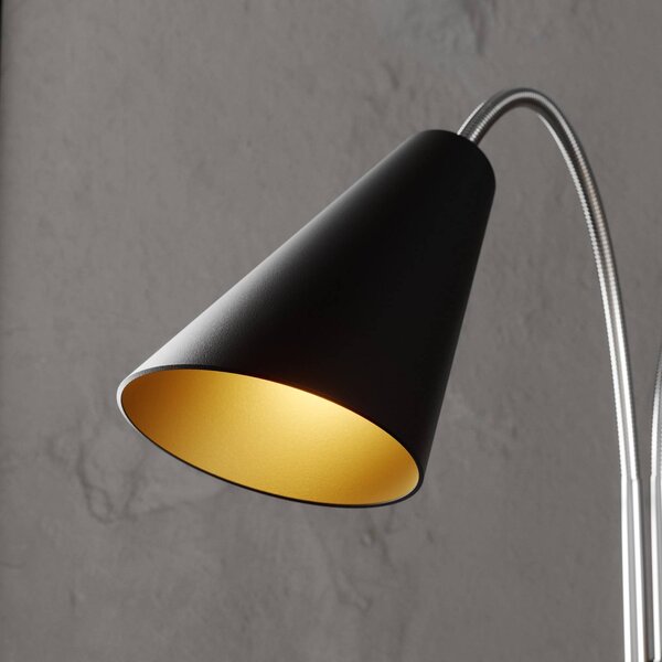 Lampa stojąca Medira Lucande, czarny, salon / jadalnia, metal, nowoczesny