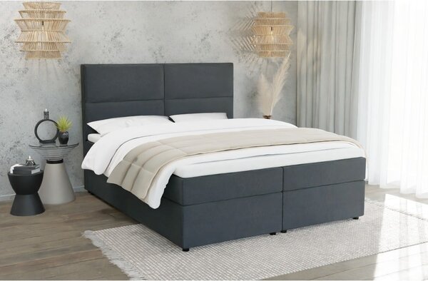 Szare łóżko boxspring ze schowkiem 140x200 cm Rico – Ropez