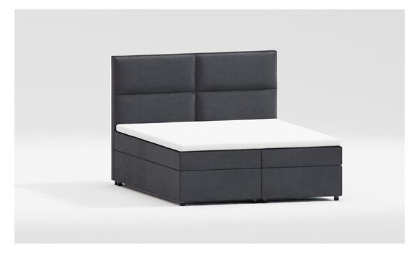 Szare łóżko boxspring ze schowkiem 140x200 cm Rico – Ropez