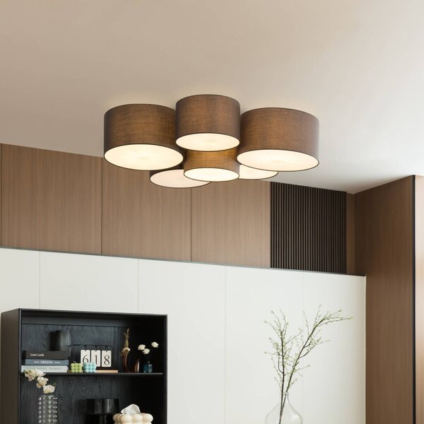 Lampa sufitowa Maureka Lindby, możliwość ściemniania, czarny, salon / jadalnia, tkanina / materiał / jedwab, nowoczesny