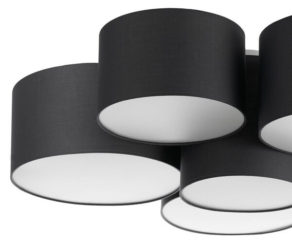 Lampa sufitowa Maureka Lindby, możliwość ściemniania, czarny, salon / jadalnia, tkanina / materiał / jedwab, nowoczesny