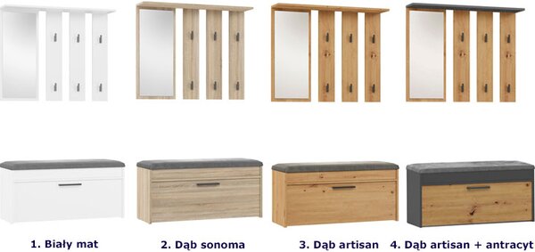 Garderoba z lustrem na korytarz dąb artisan + antracyt S3-T33