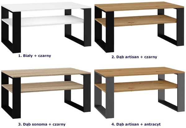 Ława kawowa do narożnika dąb artisan + czarny - Suri 4X