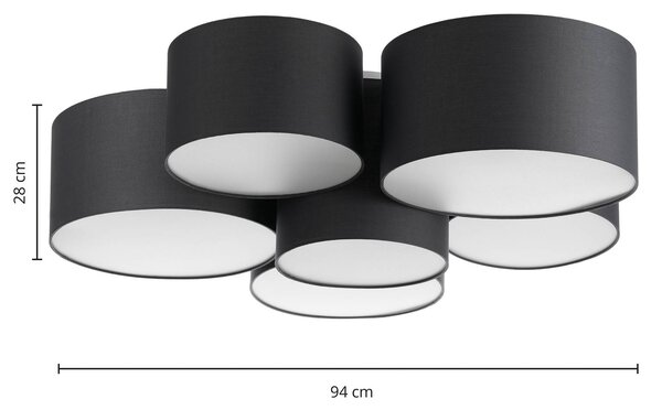 Lampa sufitowa Maureka Lindby, możliwość ściemniania, czarny, salon / jadalnia, tkanina / materiał / jedwab, nowoczesny