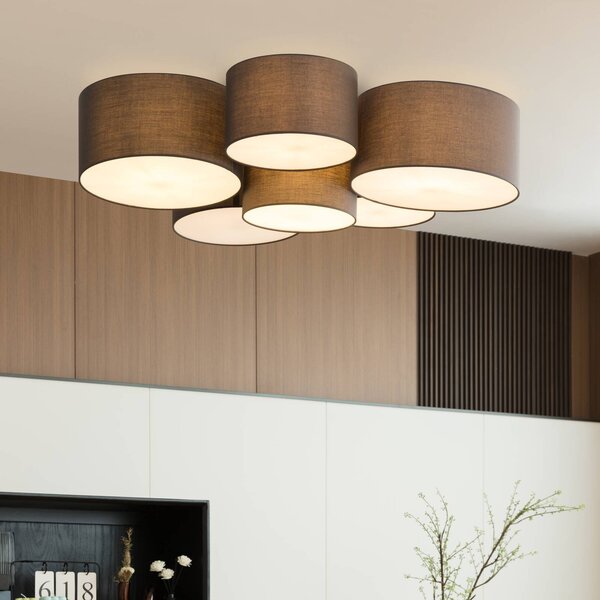 Lampa sufitowa Maureka Lindby, możliwość ściemniania, czarny, salon / jadalnia, tkanina / materiał / jedwab, nowoczesny