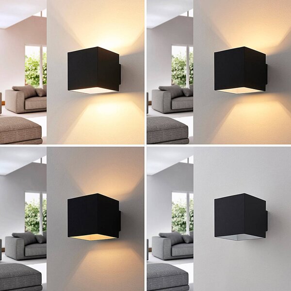 Kinkiet Zuzana Arcchio, możliwość ściemniania, czarny, salon / jadalnia, metal, nowoczesny