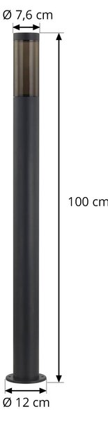 Lindby słupek oświetleniowy Statius, antracyt/przezroczysty, żelazo, 100 cm Statius, czarny, metal, nowoczesny