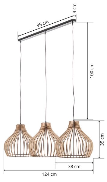 Lampa wisząca Barrel TEMAR LIGHTING, możliwość ściemniania, jasne drewno, salon / jadalnia, drewno, dworkowy / rustykalny