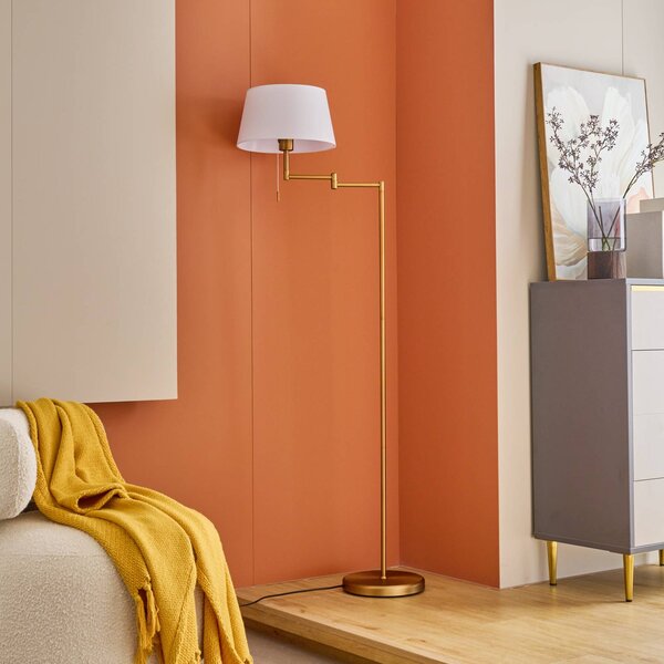 Lampa stojąca Ismene Lindby, brązowy / mosiężny, salon / jadalnia, metal