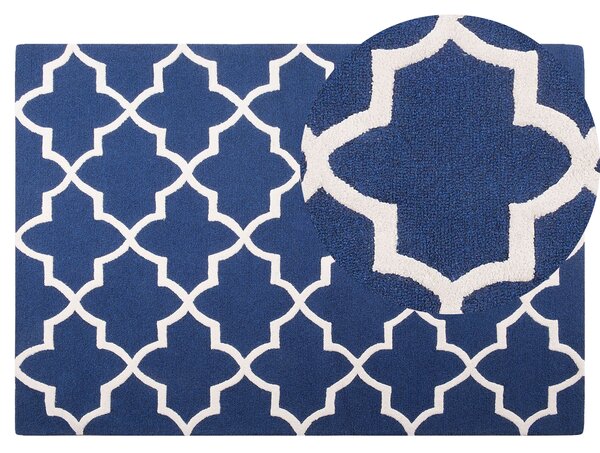 Wełniany dywan marokańska koniczyna 140 x 200 cm granatowy tkany ręcznie Silvan Beliani