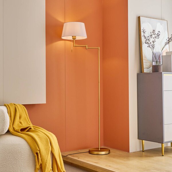 Lampa stojąca Ismene Lindby, brązowy / mosiężny, salon / jadalnia, metal