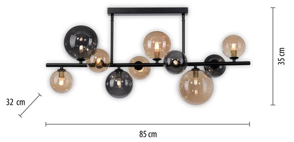Paul Neuhaus Lampa sufitowa Popsicle, czarny, salon / jadalnia, metal, nowoczesny