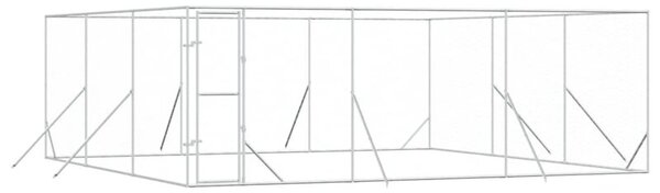 Kojec zewnętrzny dla psa, srebrny, 6x6x2 m, stal galwanizowana