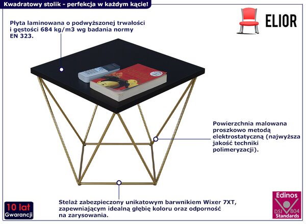 Stolik kawowy w stylu glamour czarny + złoty H4-G64