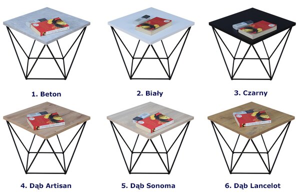 Druciany stolik kawowy w stylu loft dąb sonoma+ czarny R6-R80