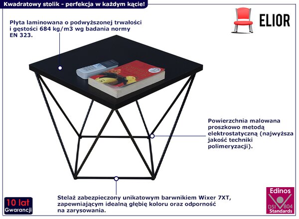 Czarny minimalistyczny stolik kawowy A5-K09