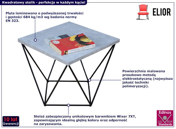 Industrialny stolik kawowy beton + czarny R0-G52