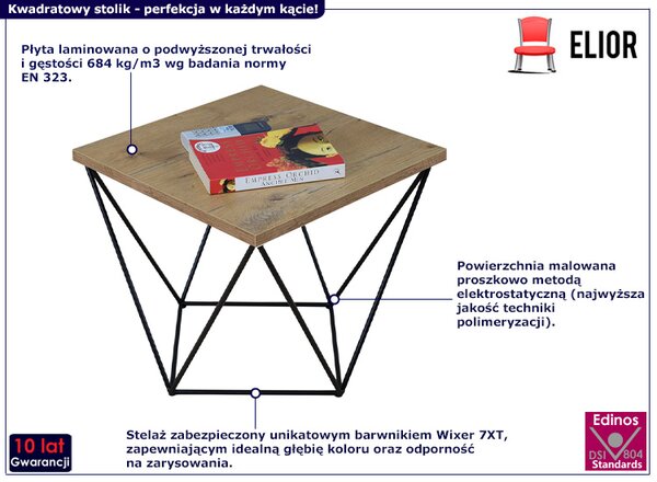 Stolik kawowy w stylu loft dąb lancelot + czarny B2-H80