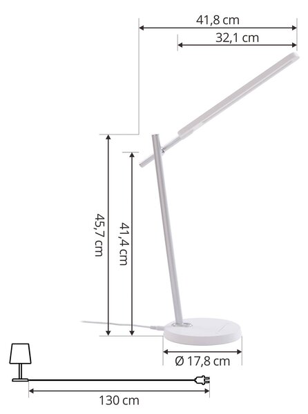 Lampa biurkowa LED Valtorin Lindby, możliwość ściemniania, biały / opal, biuro, tworzywo sztuczne, nowoczesny