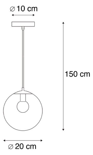 Lampa wisząca w stylu art deco czarna ze złotym szkłem 20 cm - Pallon