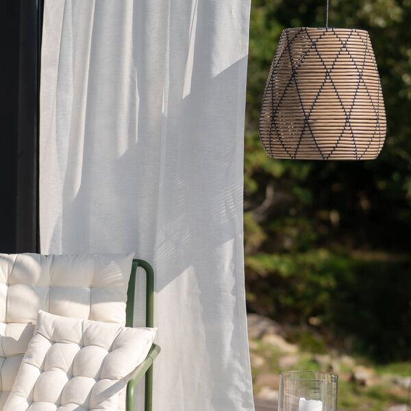 PR Home Lollo lampa wisząca zewnętrzna, wygląd naturalnego rattanu, Ø 38 cm, brązowy / rdzawy, tworzywo sztuczne