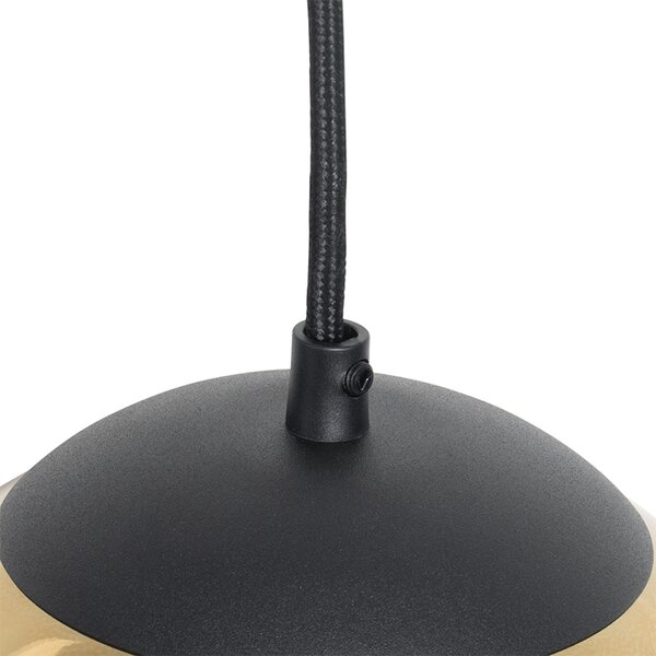 Lampa wisząca w stylu art deco czarna ze złotym szkłem 20 cm - Pallon