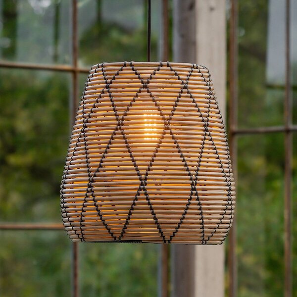 PR Home Lollo lampa wisząca zewnętrzna, wygląd naturalnego rattanu, Ø 38 cm, brązowy / rdzawy, tworzywo sztuczne