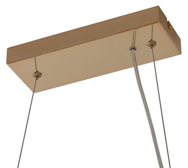 Lampa wisząca szklana Naelen Lucande, możliwość ściemniania, mosiężny / złoty, salon / jadalnia, metal, nowoczesny
