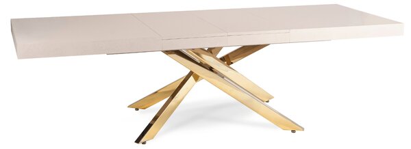 Stół Prostokątny Rozkładany HAMPTON 160-240 cm Kaszmir/Złoty do Jadalni Glamour