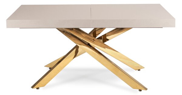 Stół Prostokątny Rozkładany HAMPTON 160-240 cm Kaszmir/Złoty do Jadalni Glamour